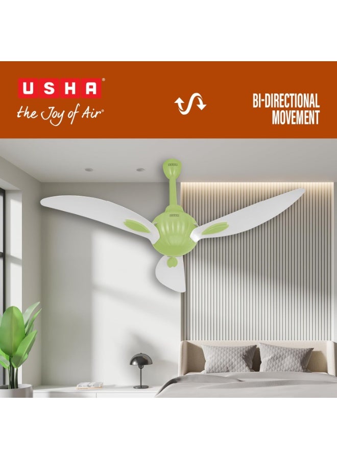أوشا USHA New Bloom Series Helenium (Inspired by Helenium) BLDC Ceiling Fan with Bi-Directional Feature | Sleep/Boost/Timer Modes | RF Remote | Whisper-Quiet | Dust-Resistant (White & Light Green) - Image 2